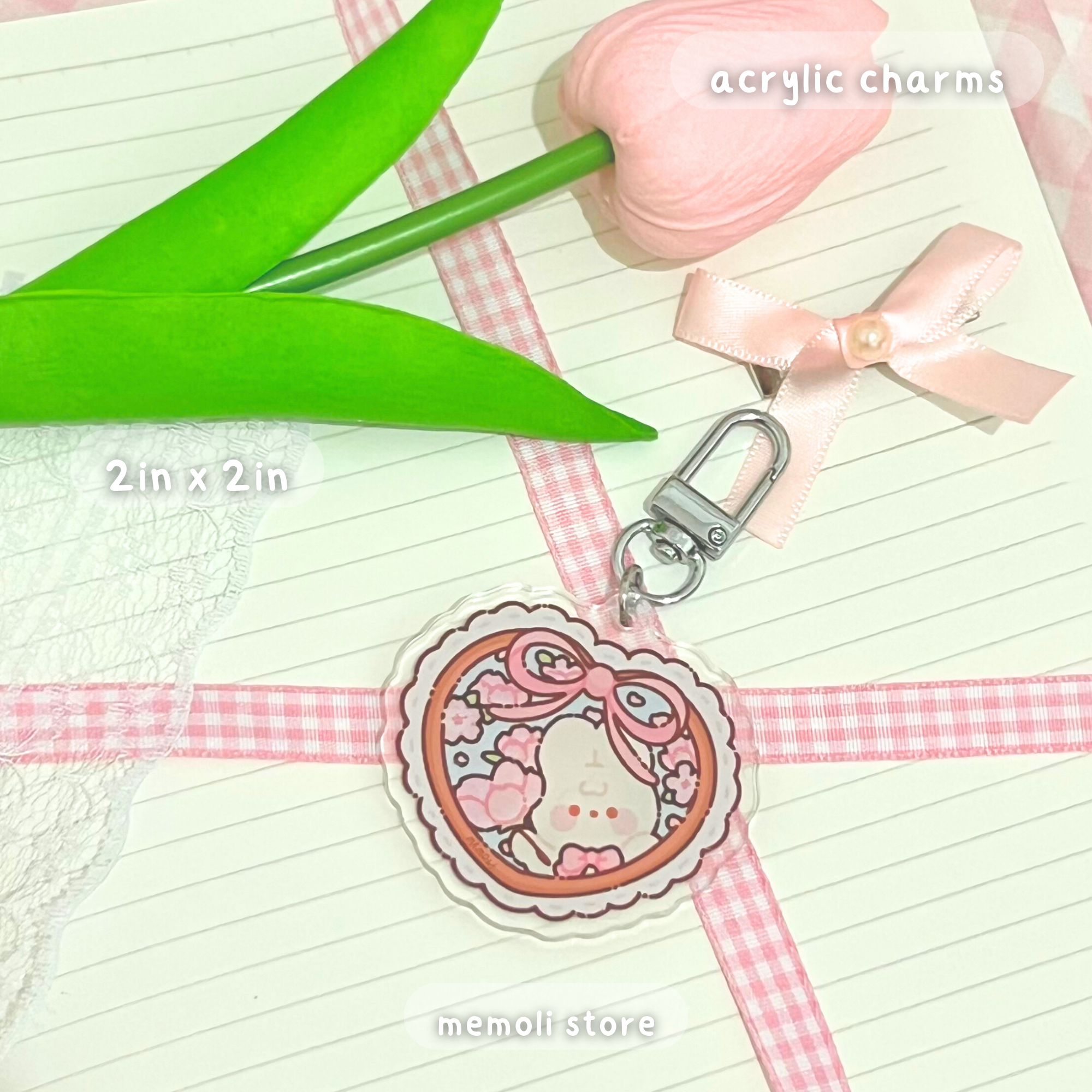 creme heart frame charm