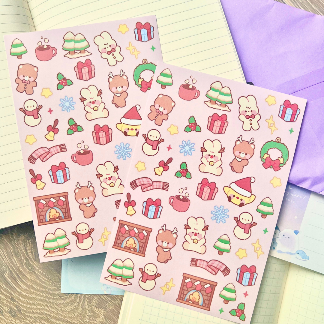 red christmas sticker sheet