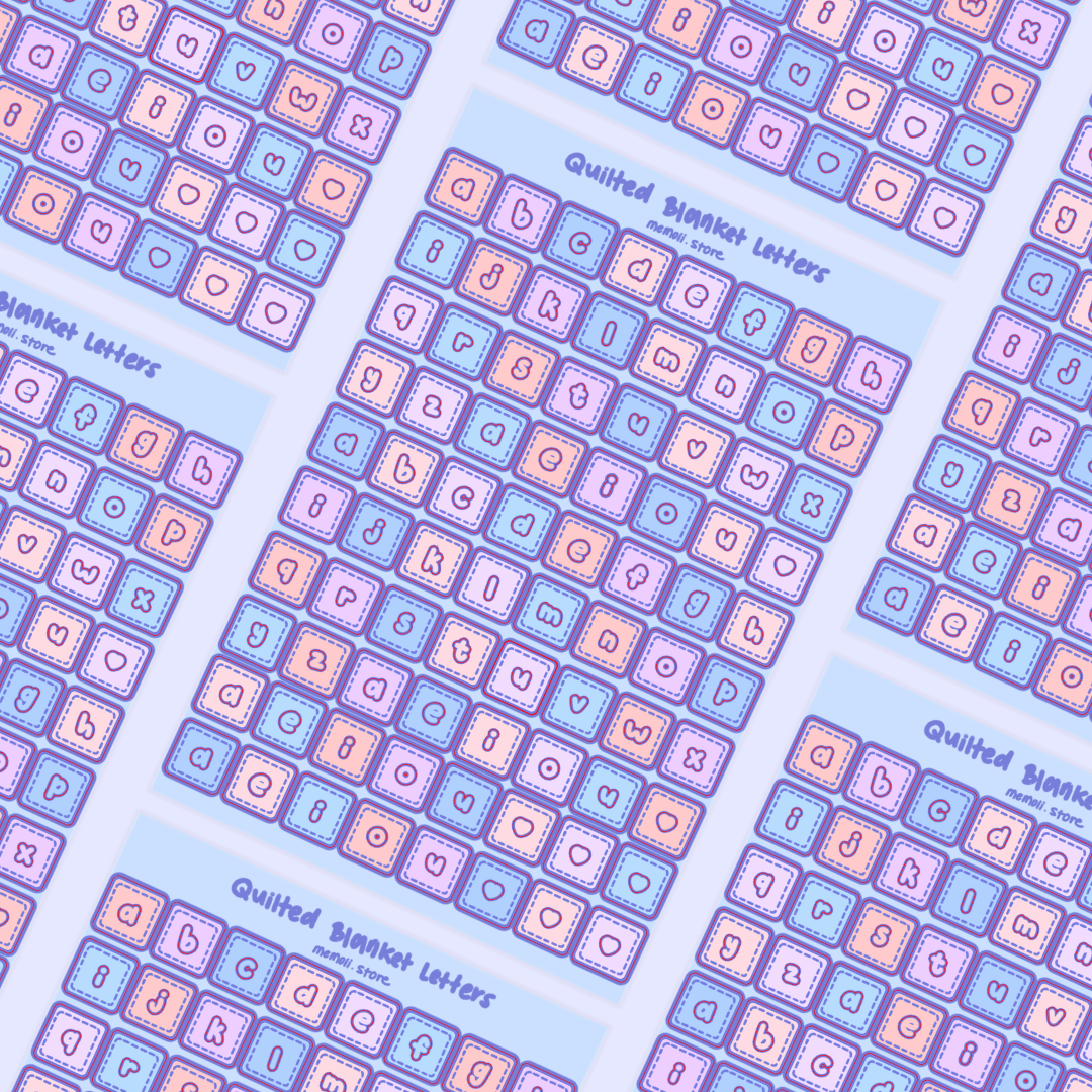 quilted letters sticker sheet