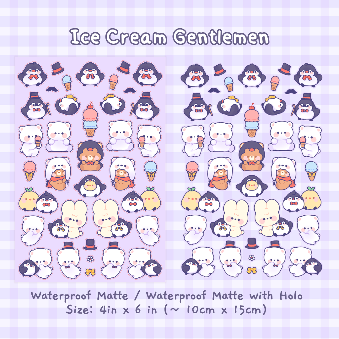 ice cream gentlemen sticker sheet