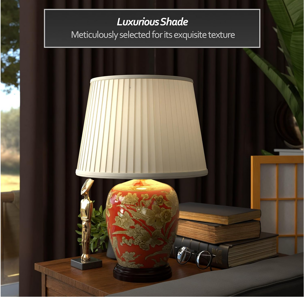  Red Lantern 21" Floral Bouquet Jar Lamp 