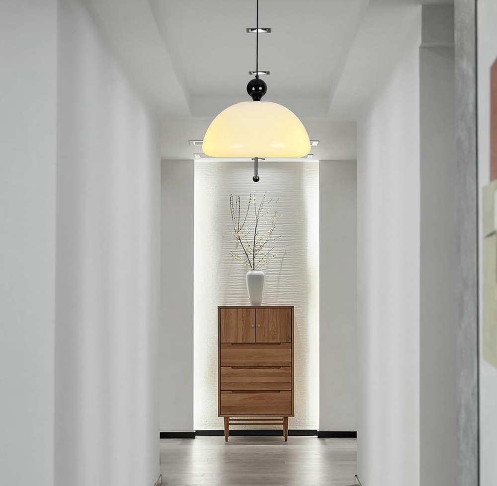 Glass Pendant Light Fixture, Cute Dome Hanging Light, Modern Ceiling Pendant Light for Bedroom Kitchen in Black 