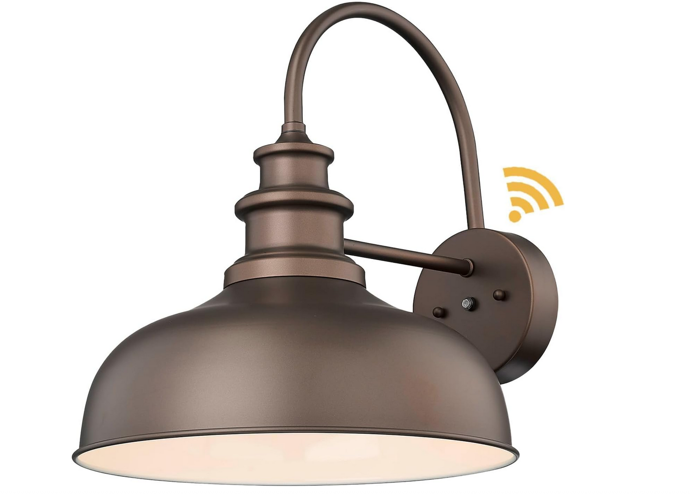 Bestshared 14 Inch Dome Dusk to Dawn Sensor Outdoor Barn Lights Farmhouse Outdoor Wall Sconce Industrial Porch Wall Lights Exterior Lighting Fixture for Front Door, Entryway (ORB+White, 14"-1Pack) 