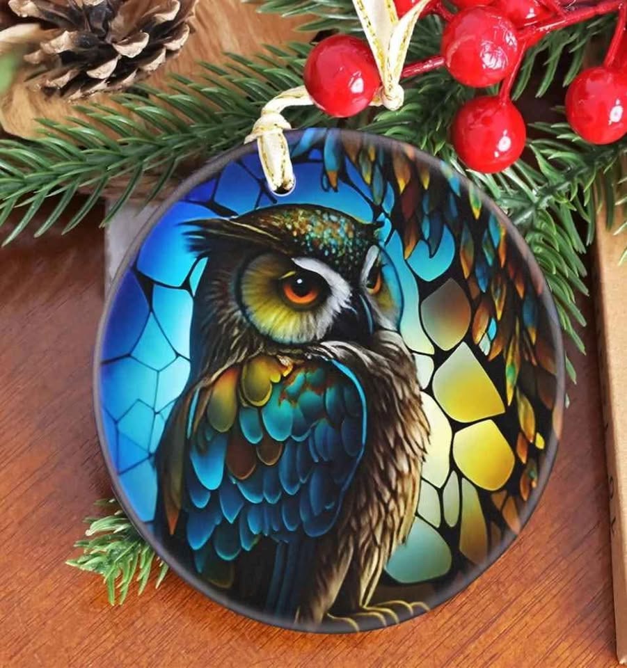 Stained Glass Owl Ornament