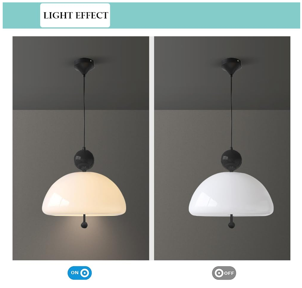 Glass Pendant Light Fixture, Cute Dome Hanging Light, Modern Ceiling Pendant Light for Bedroom Kitchen in Black 