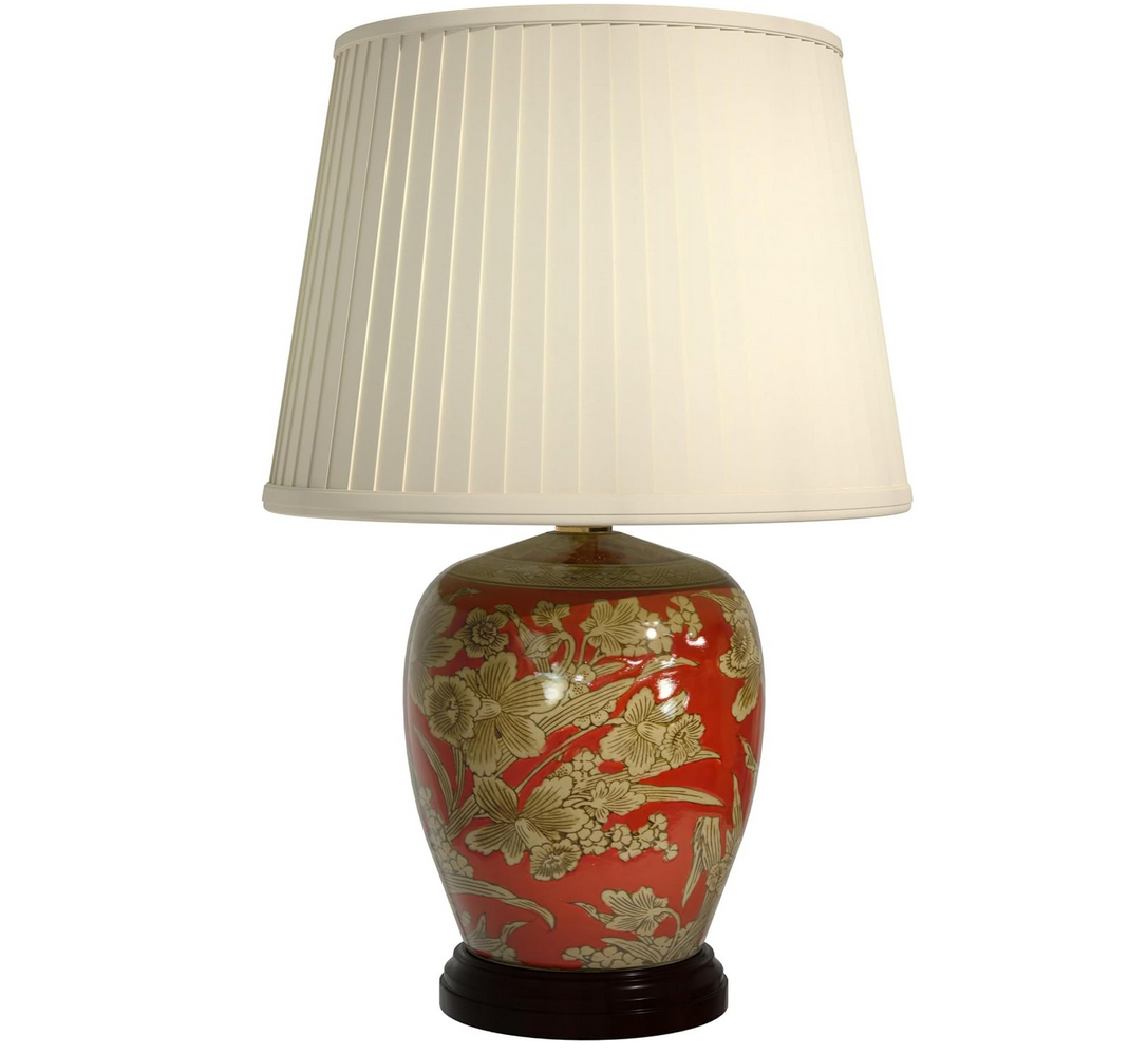  Red Lantern 21" Floral Bouquet Jar Lamp 