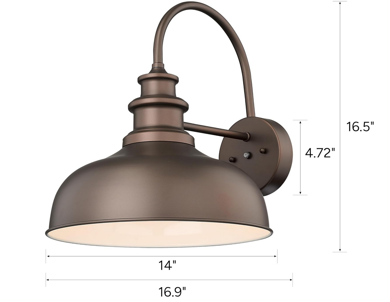 Bestshared 14 Inch Dome Dusk to Dawn Sensor Outdoor Barn Lights Farmhouse Outdoor Wall Sconce Industrial Porch Wall Lights Exterior Lighting Fixture for Front Door, Entryway (ORB+White, 14"-1Pack) 