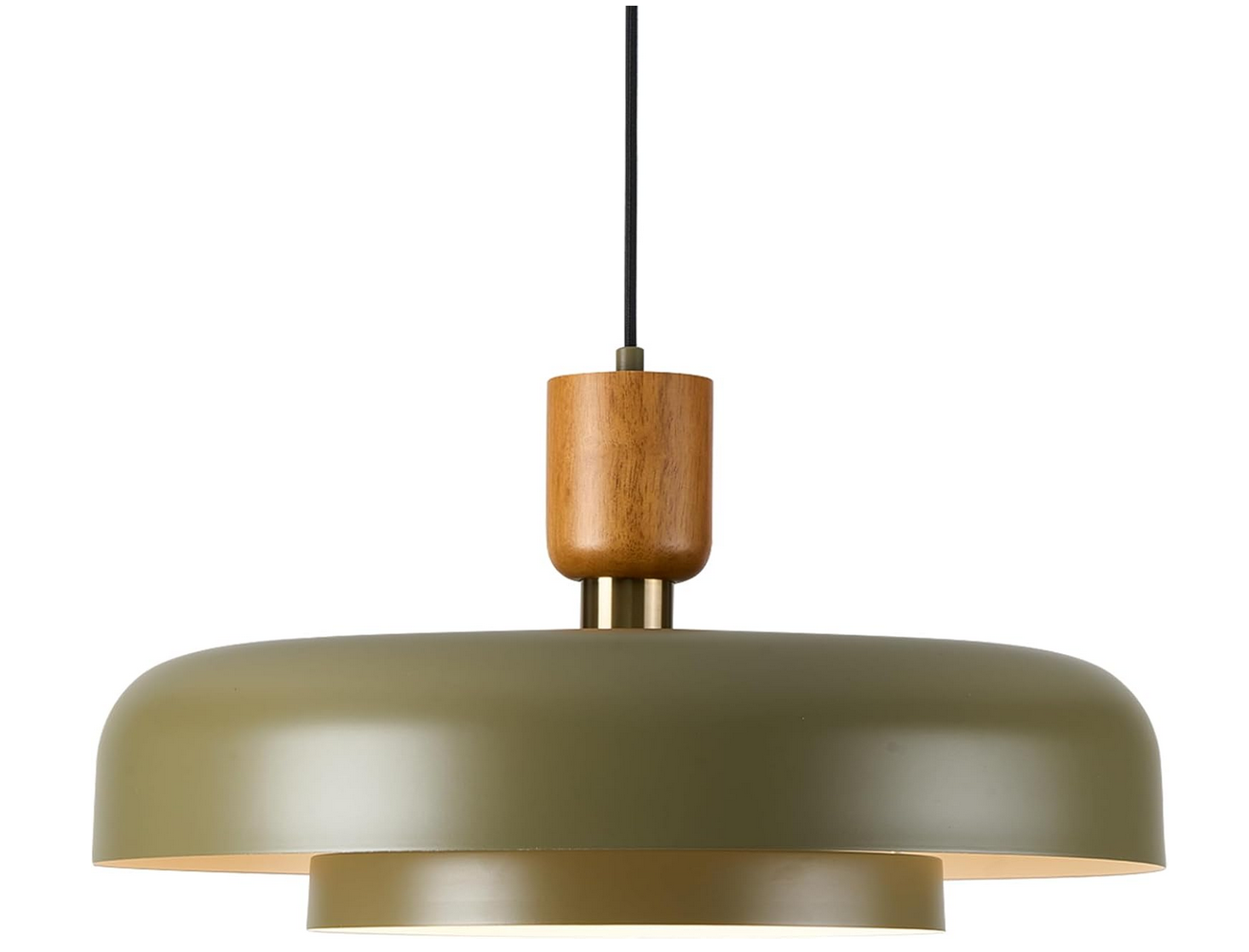 Mid Century Chandelier 19.68 inch Natural Wood Deep Green Shade Large Pendant Ceiling Lights