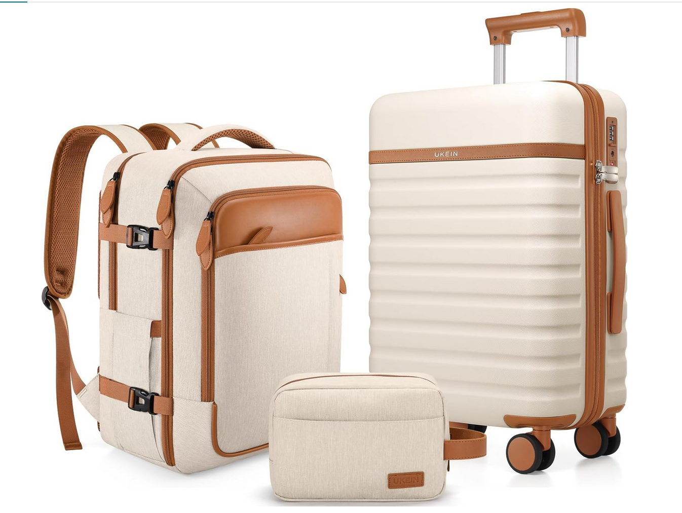 Luggage Sets 3 Piece 20 Inch PC Hardside Spinner Wheels Beige 3 piece set