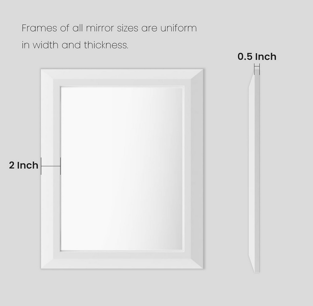 Amorho Bathroom Mirror, 24x36 Inch White Thick Metal Framed Wall Mirrors for Over Sink, Bedroom, Living Room, Entryway, Rectangle Wall-Mounted Mirrors(Horizontal/Vertical)