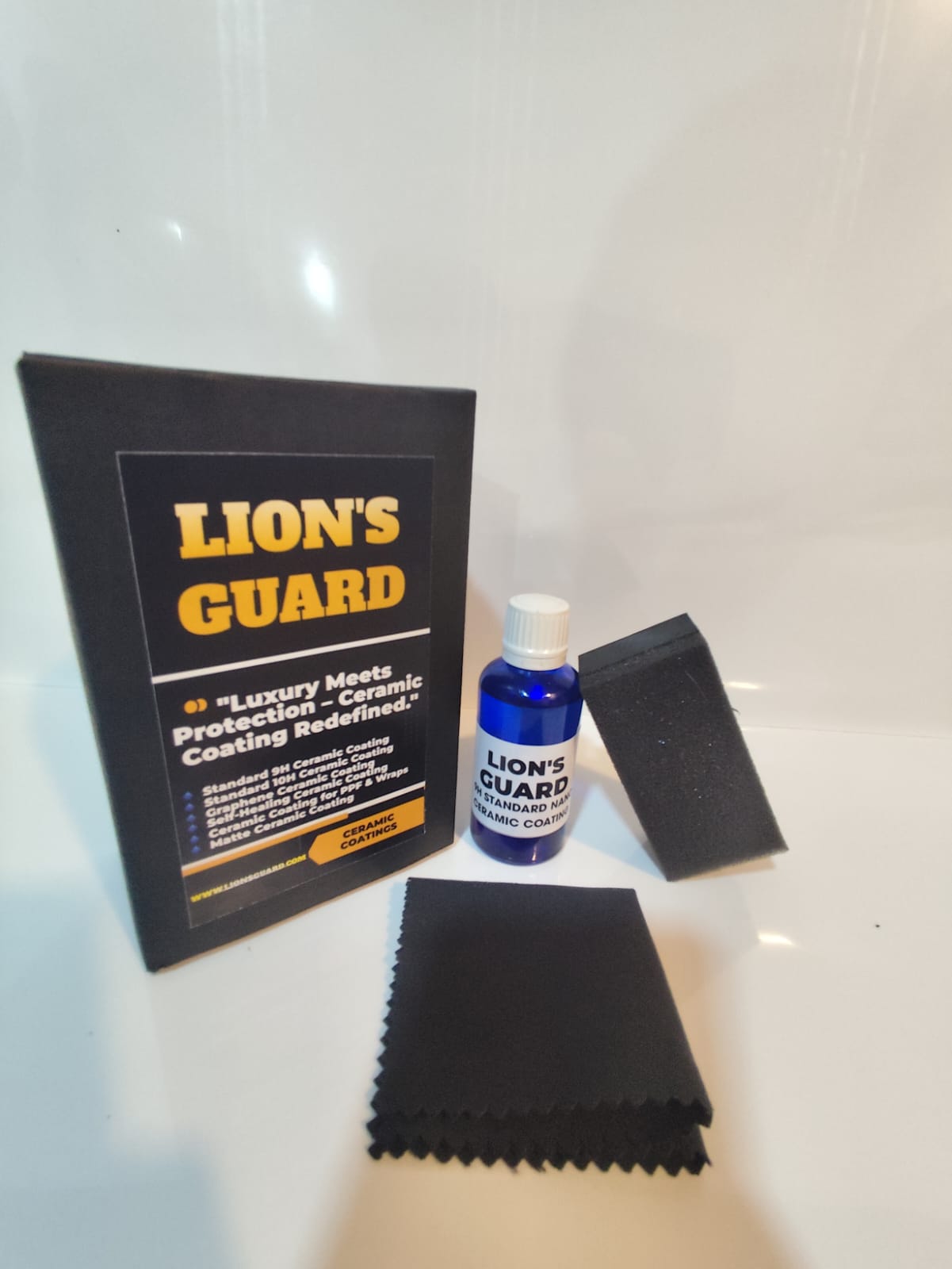 9H STANDARD LION'S GUARD Ceramic Coating 50ML + Free applicatior pad & squid cloth