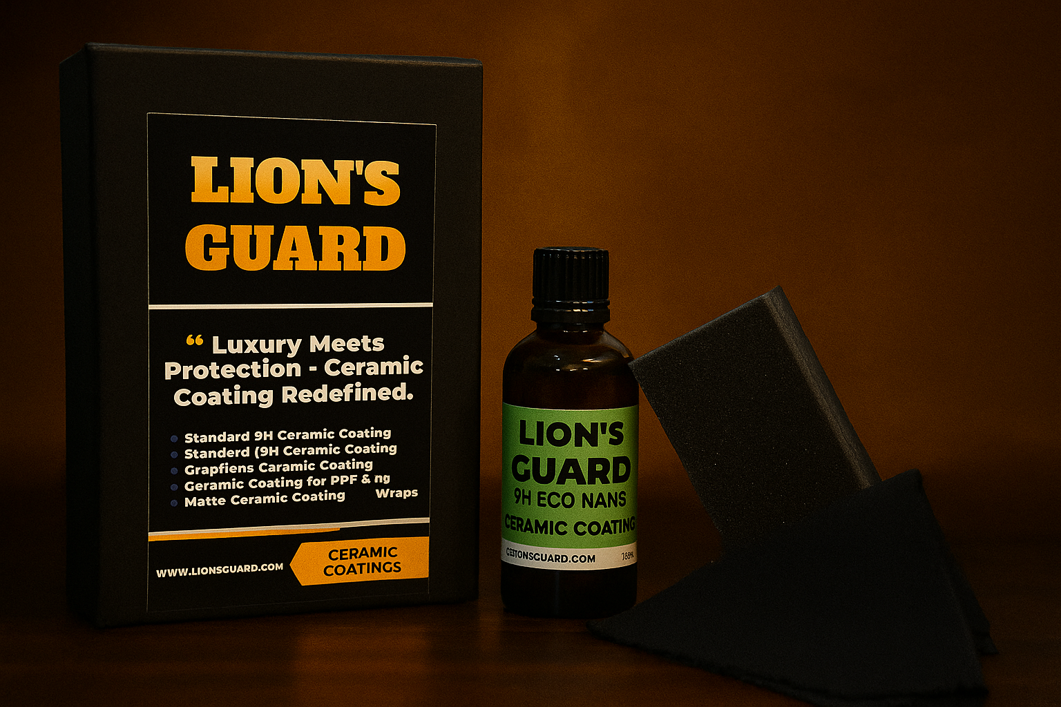 9H ECO Lion's Guard Ceramic Coating 50ML + Free applicatior pad & squid cloth