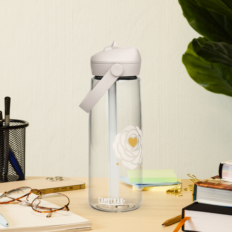 Flip straw water bottle