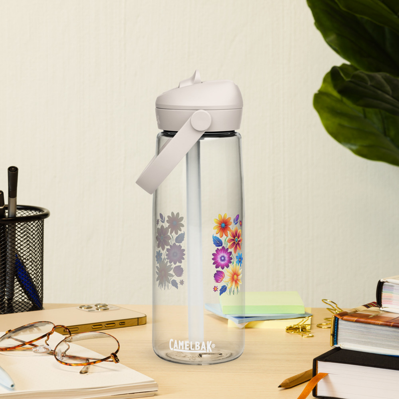 Flip straw water bottle