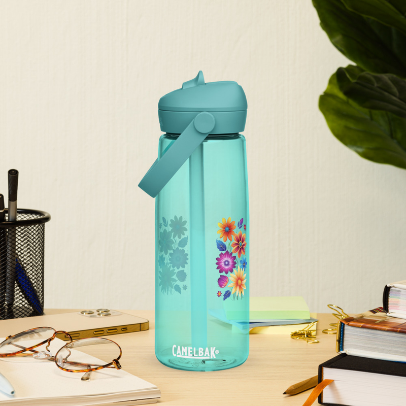 Flip straw water bottle