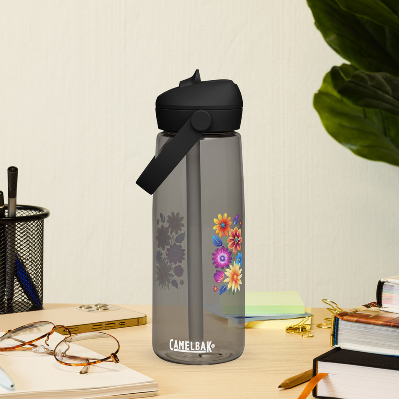 Flip straw water bottle
