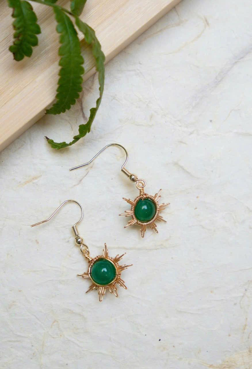 Sunburst Green Gemstone Earrings