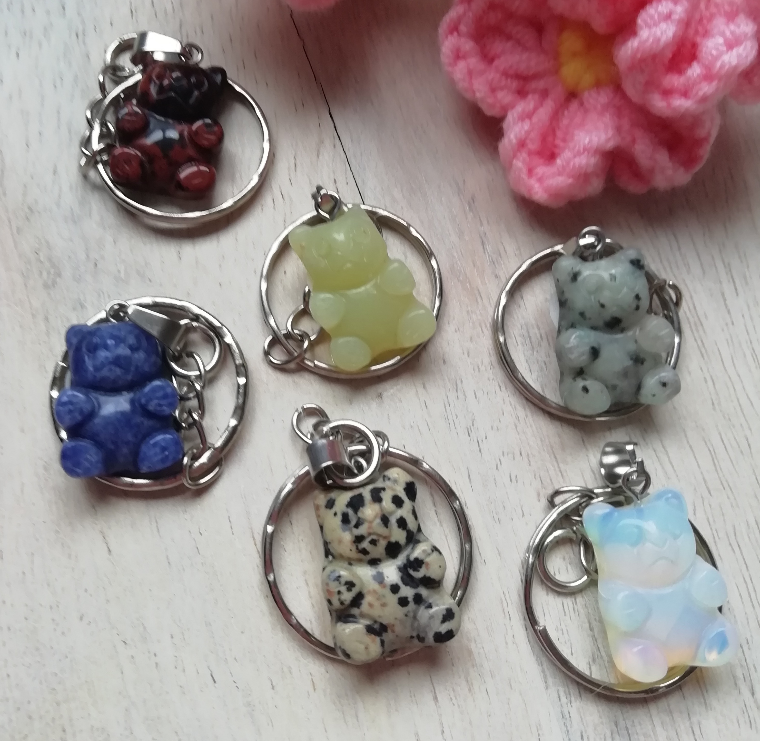 Gemstone Bear Keychains