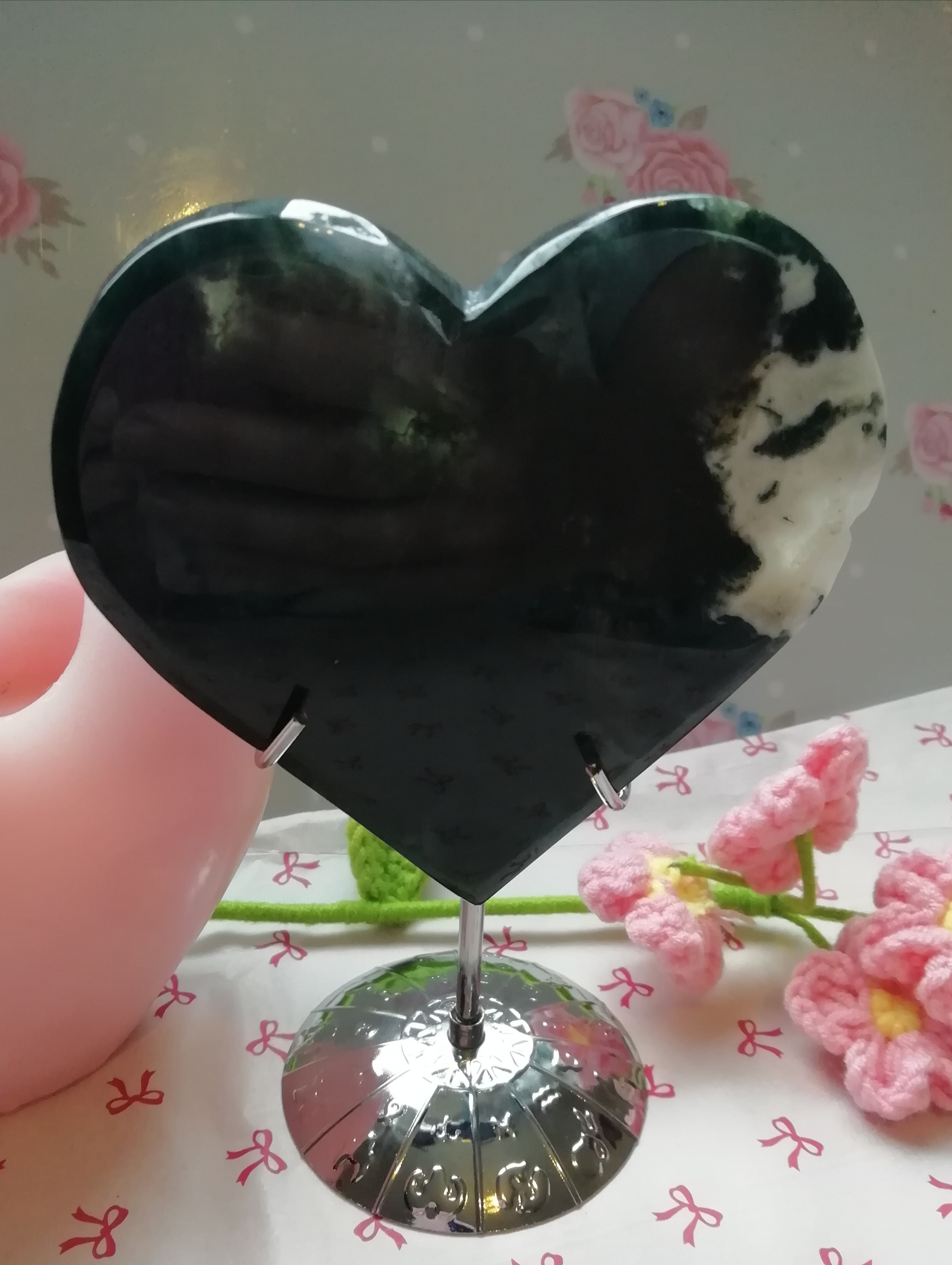 Moss Agate Heart Ornament M1
