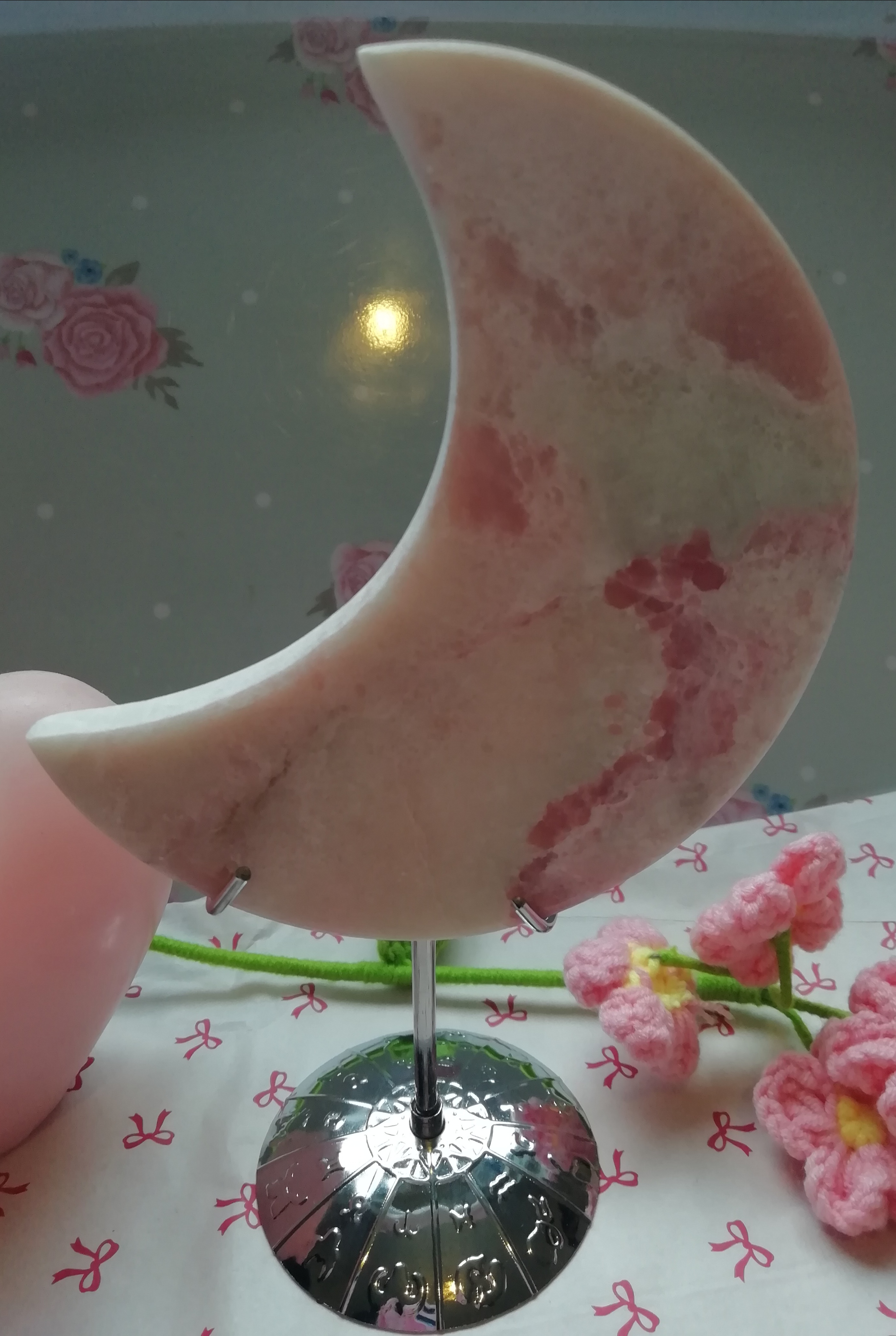 Pink Opal Crescent Moon Decor P2