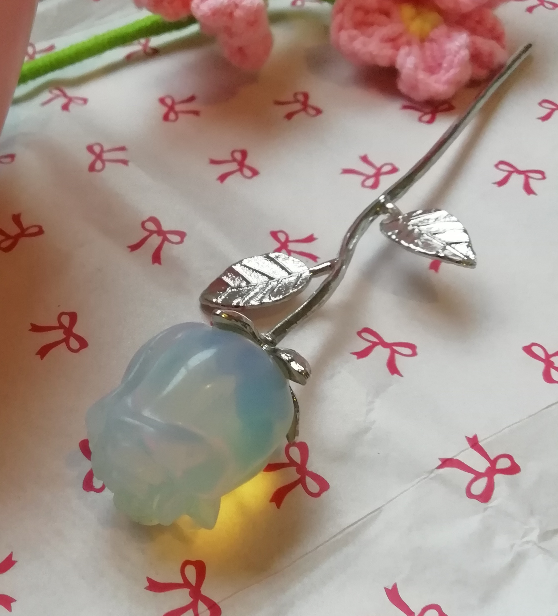 Blue Opalite Rose Ornament