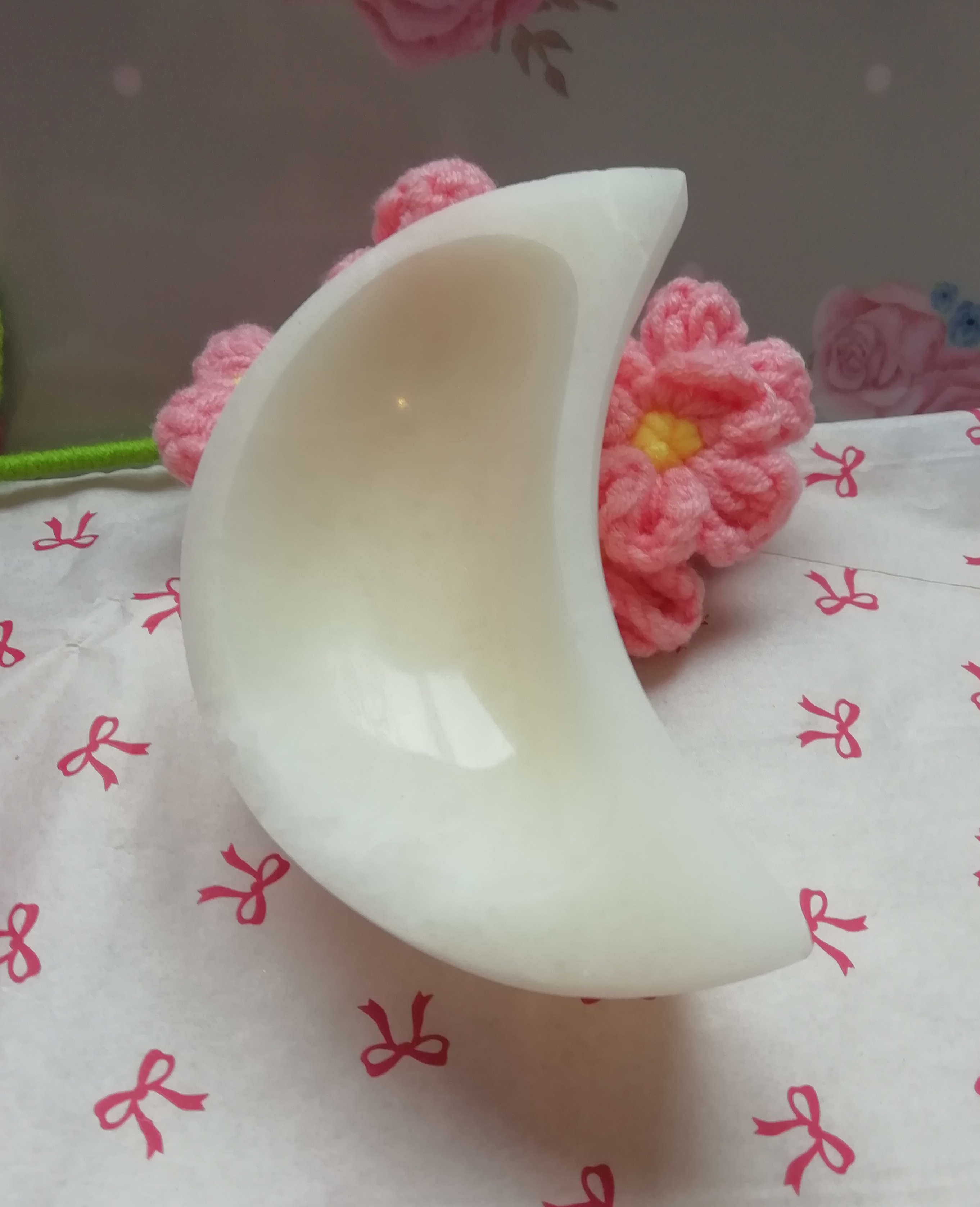 Selenite Moon Shaped Bowl