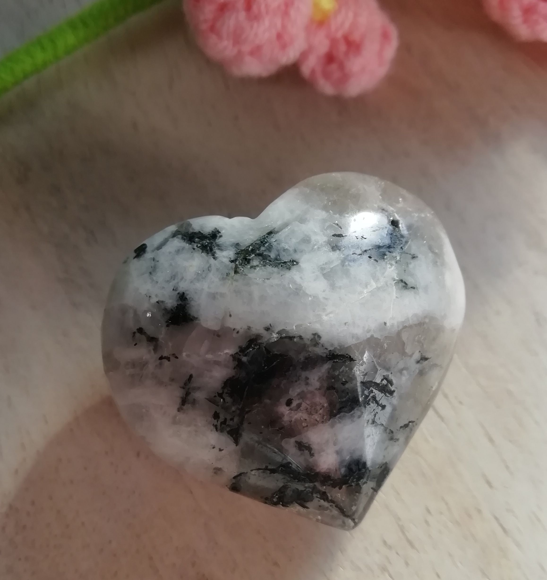 Rainbow moon stone heart