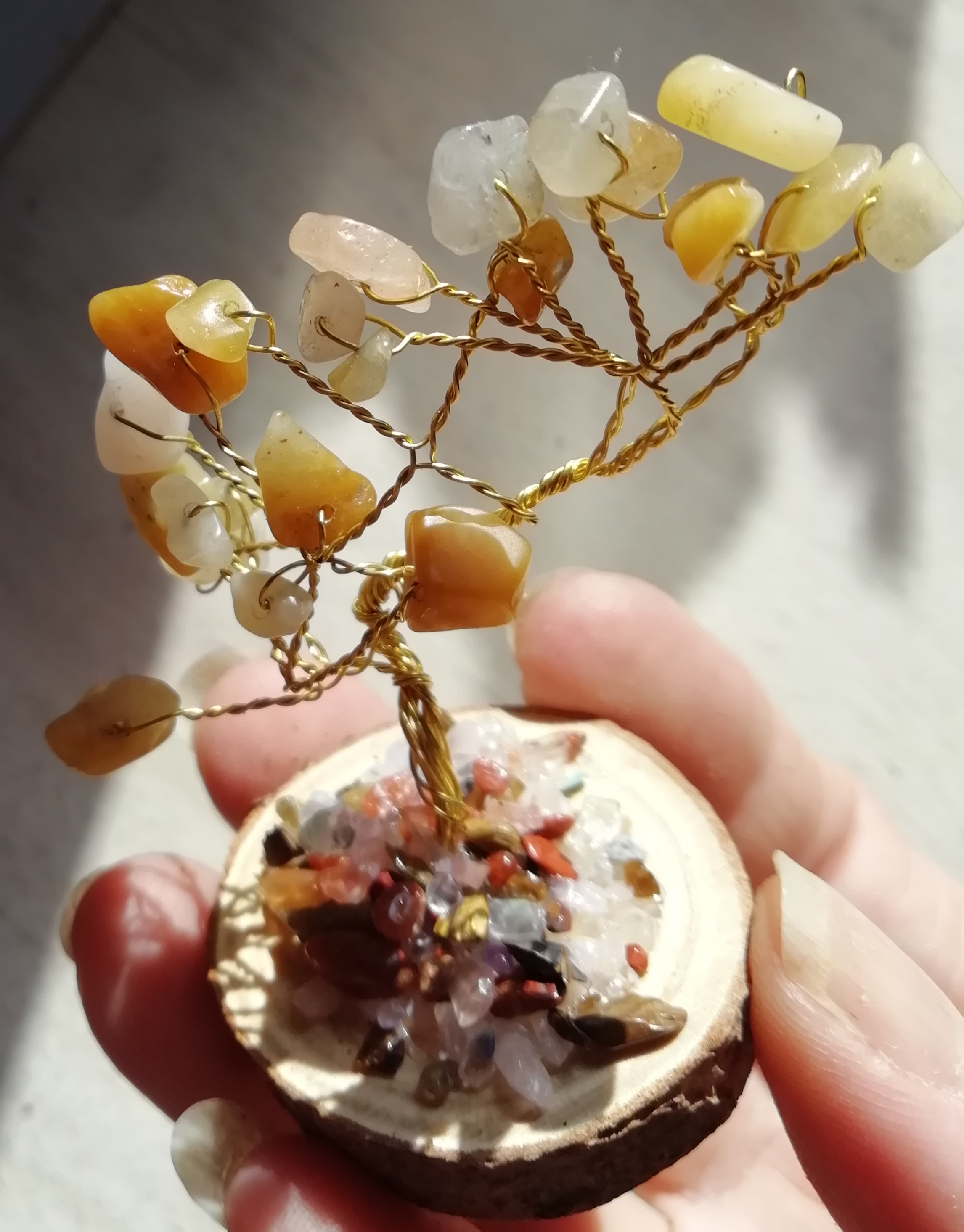 Yellow Venturine Gemstone Wire Bonsai Tree
