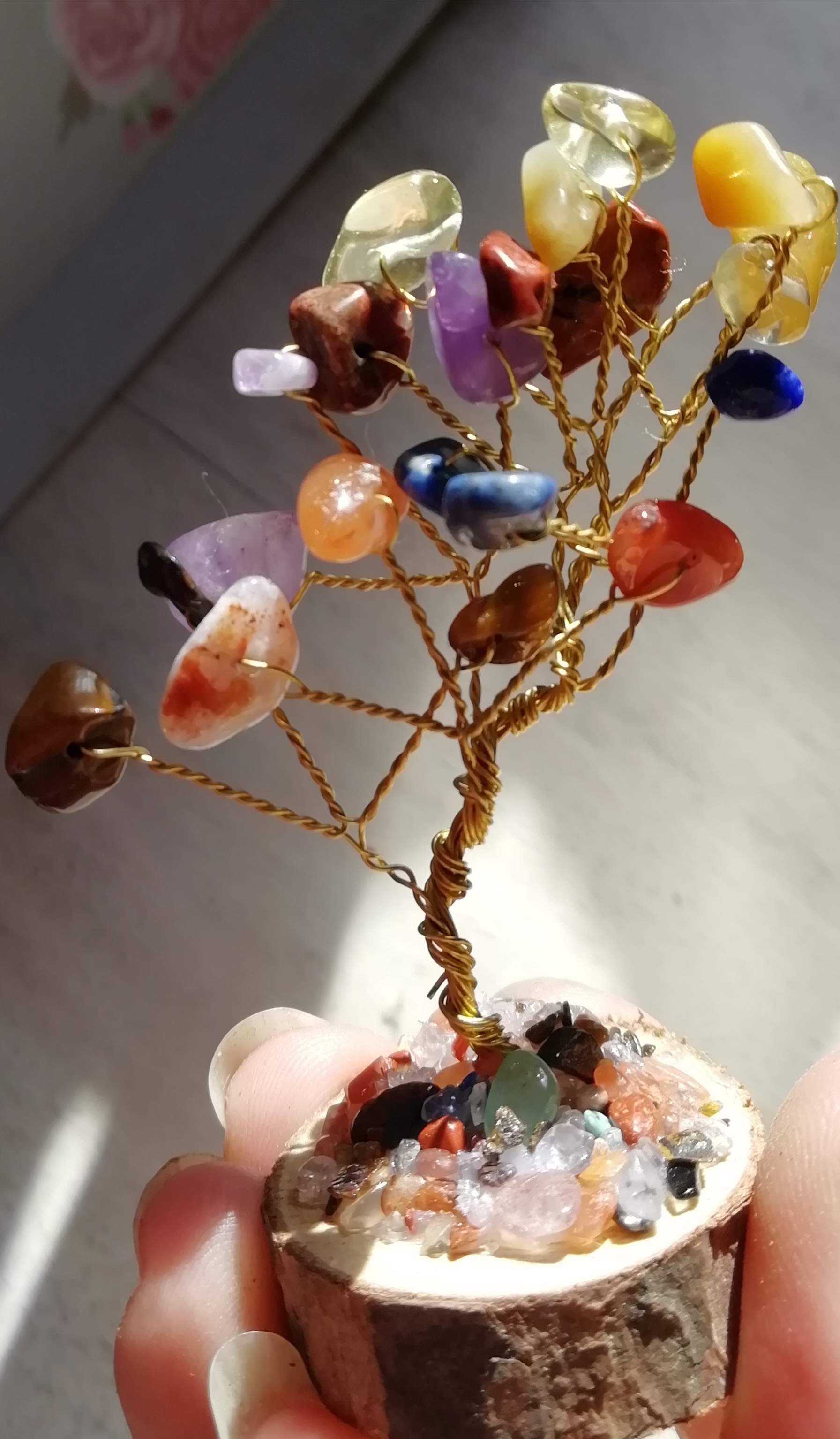 Chakra Gemstone Wire Bonsai Tree
