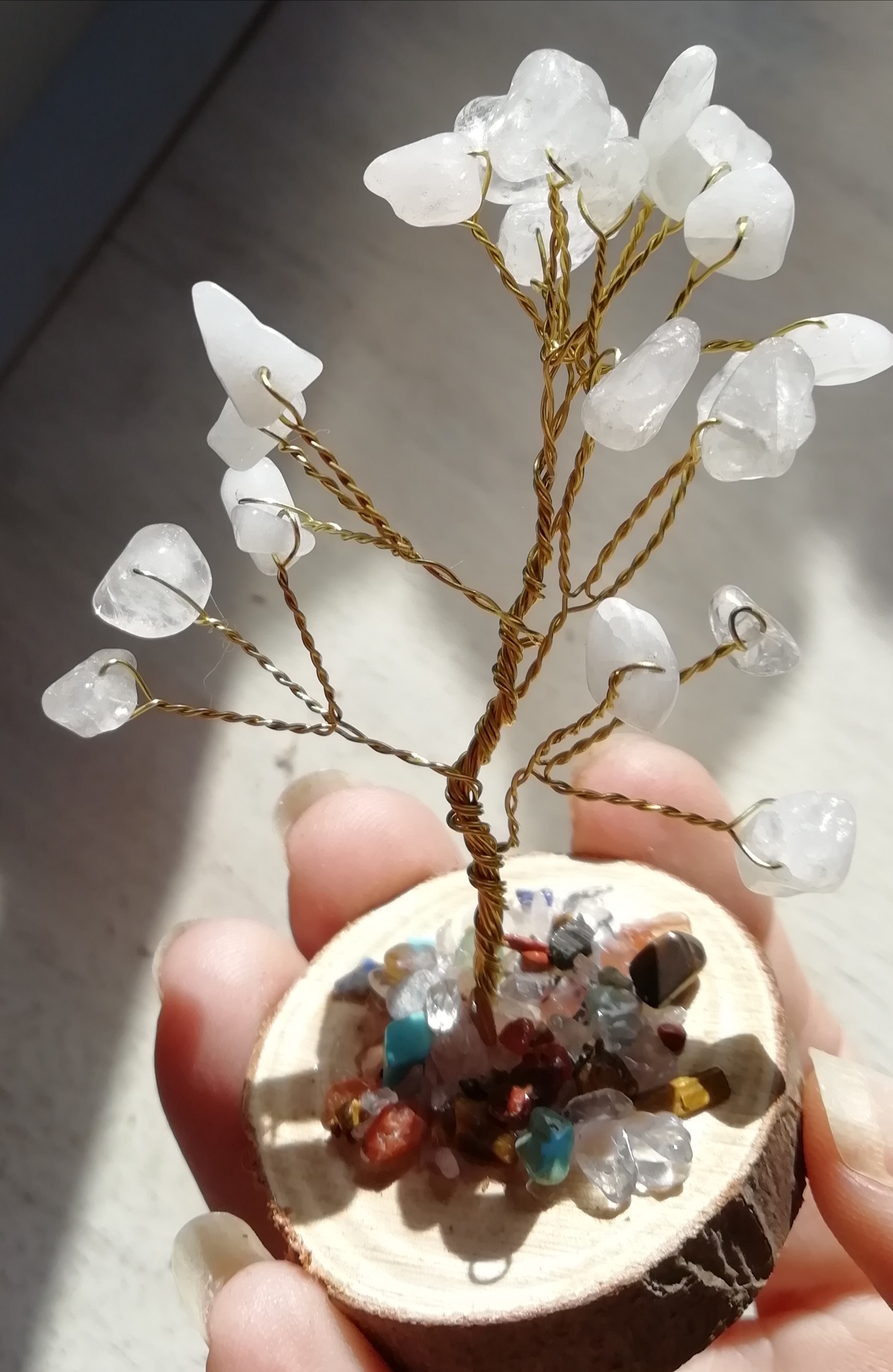 Clear Quartz Crystal Gemstone Wire Tree