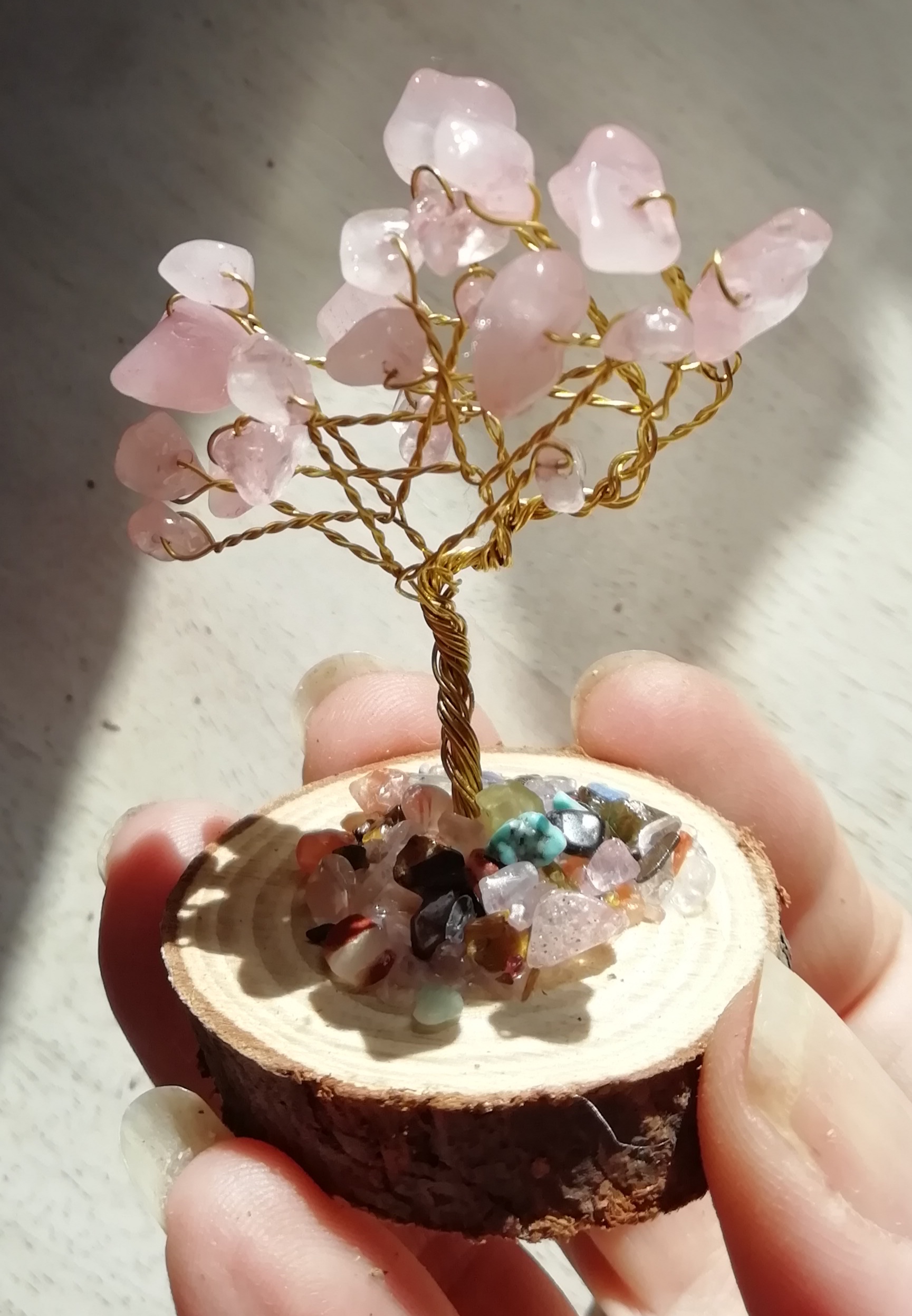 Rose Quartz Crystal Gemstone Tree