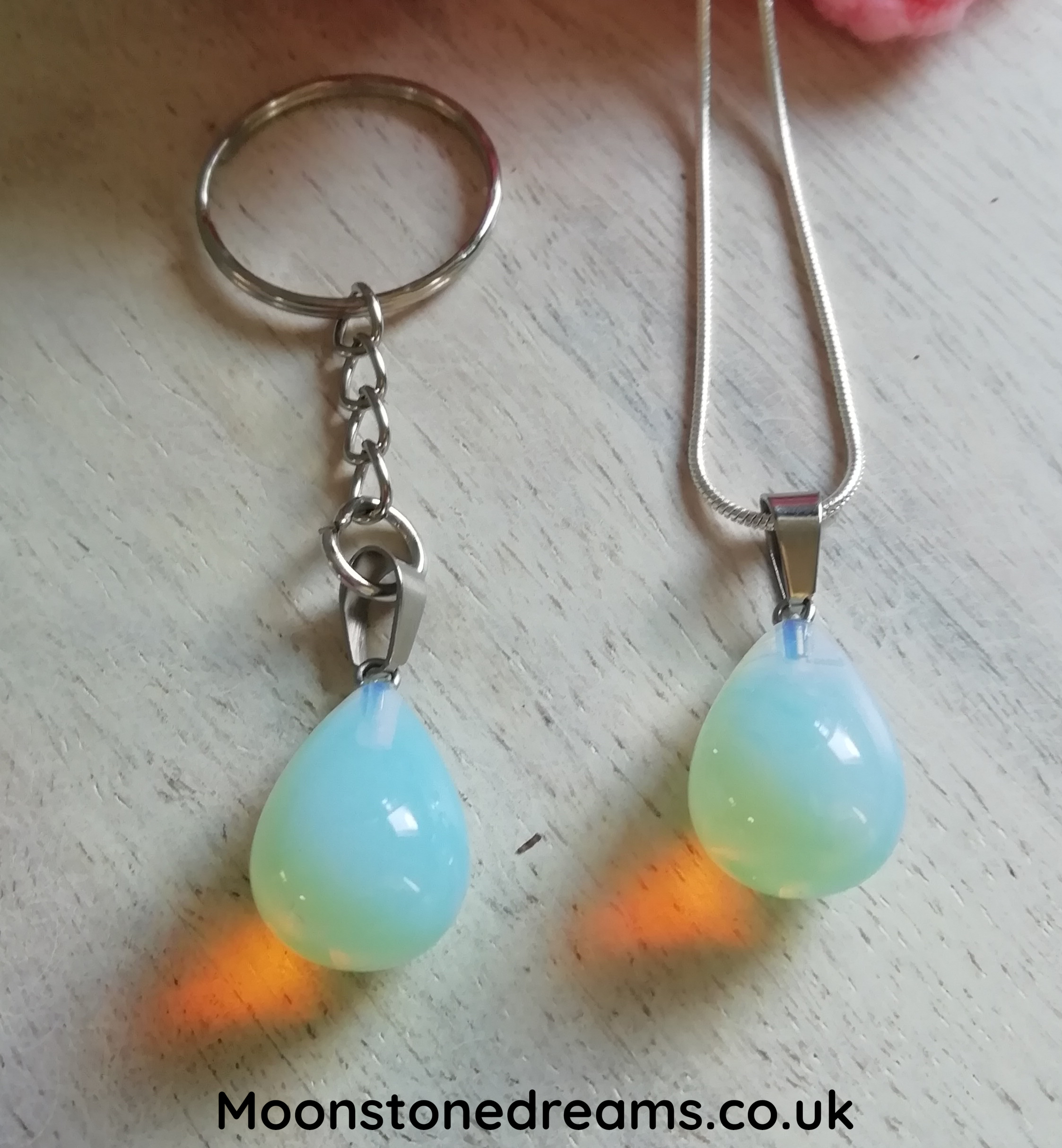 Opalite Teardrop Keychain & Necklace