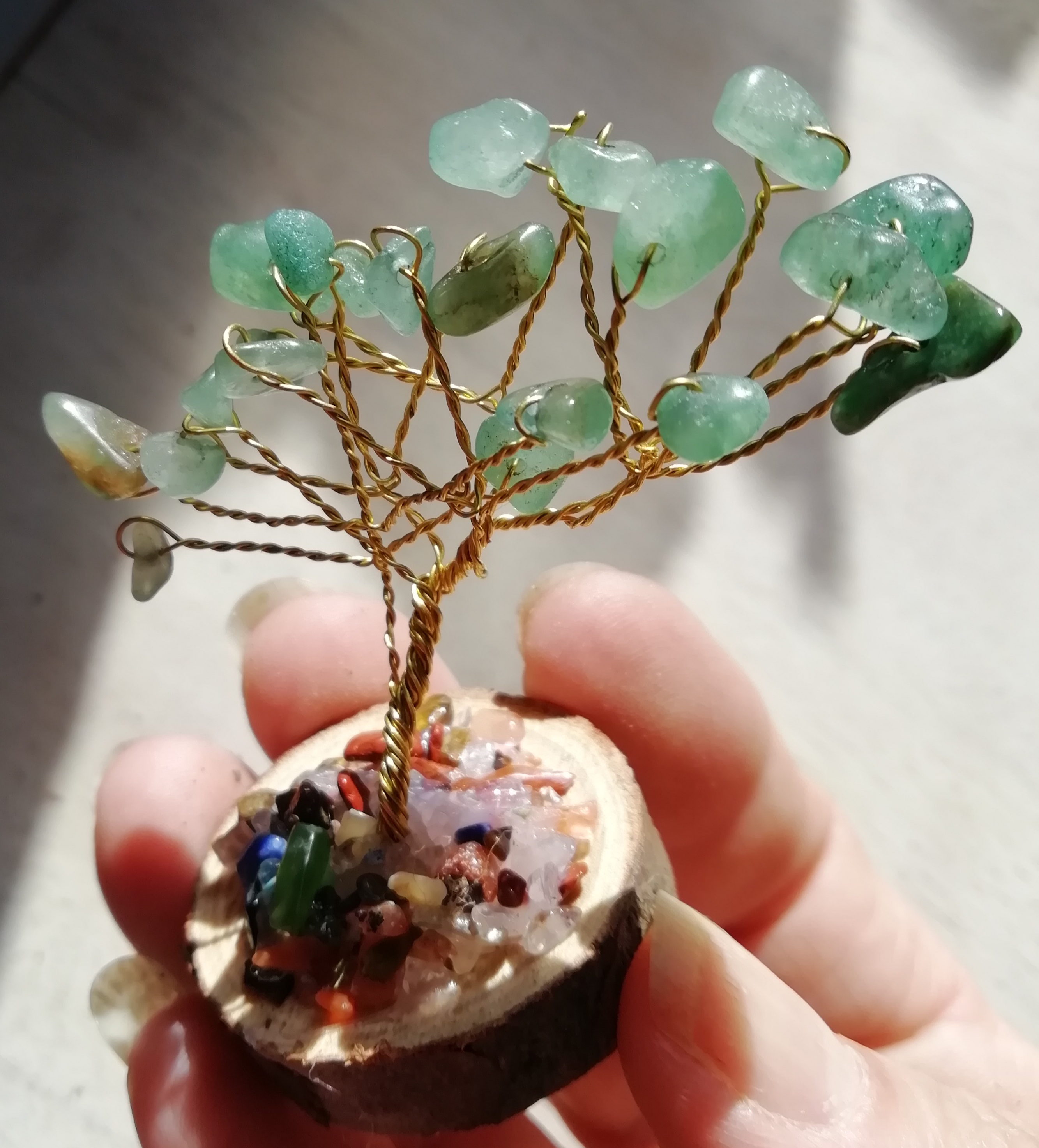 Green Aventurine Gemstone Wire Bonsai Tree