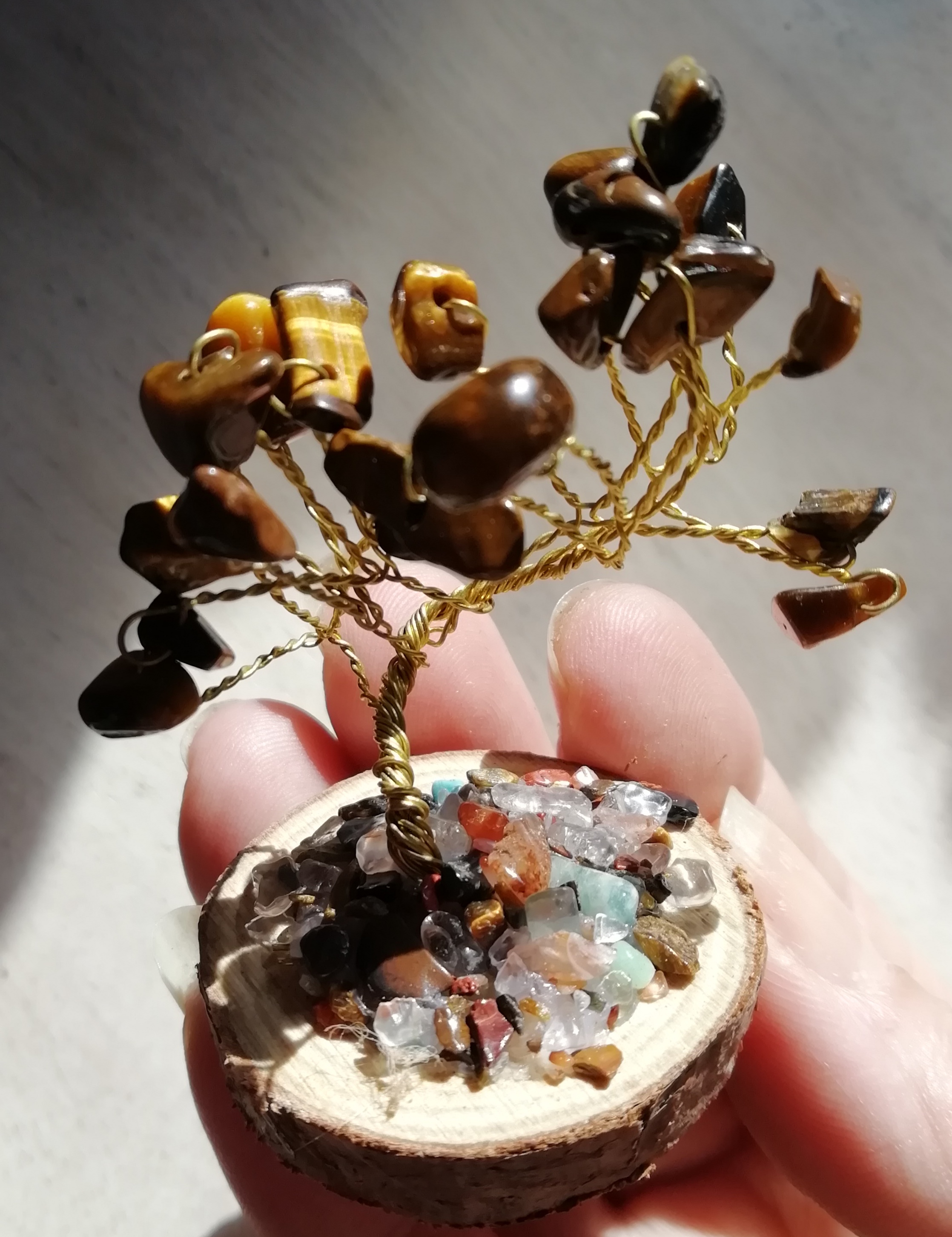 Tiger Eye Gemstone Wire Tree