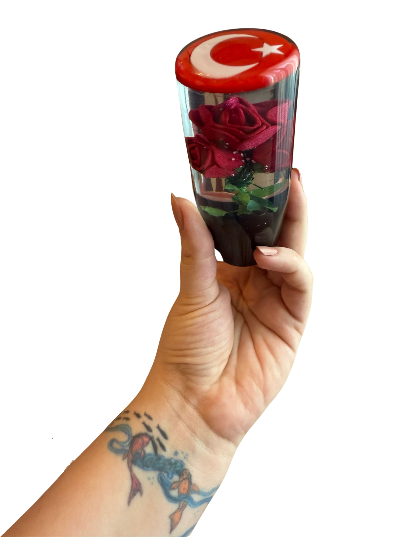 TÜRK BAYRAKLI GÜLLÜ VİTES TOPUZU (KIRMIZI)