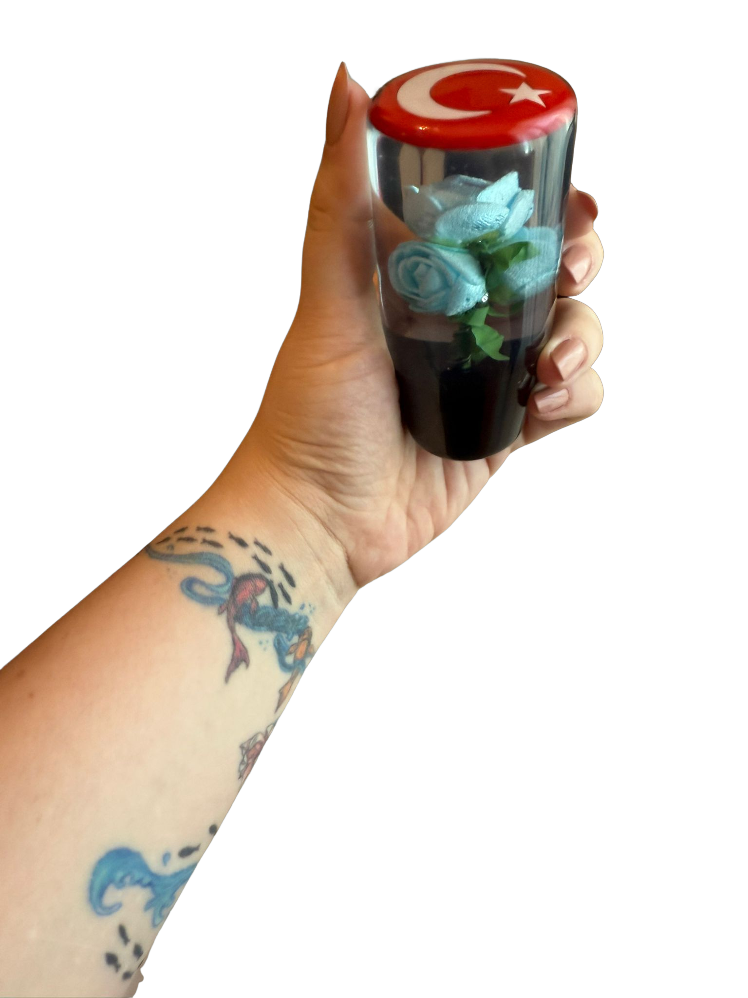 TÜRK BAYRAKLI GÜLLÜ VİTES TOPUZU (MAVİ)