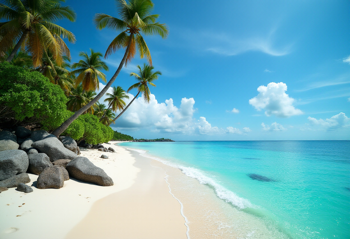 Tropical beach wall art with turquoise water