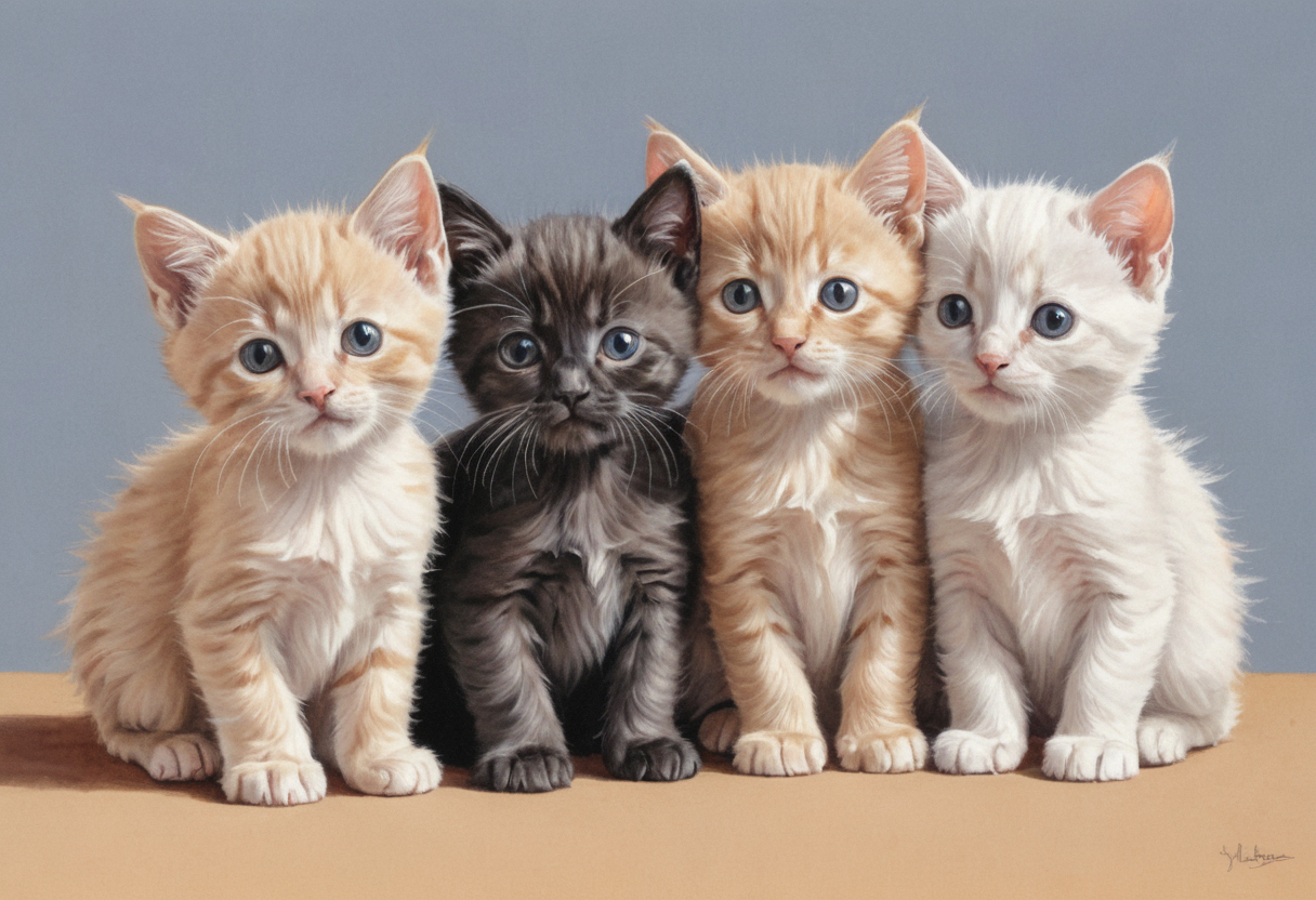 Four Kittens Standing Side by Side