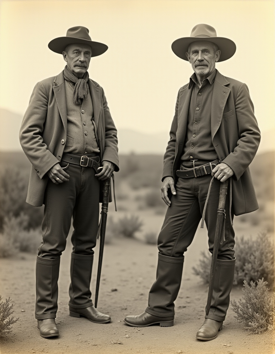 Two Cowboys Standing in the Desert, Circa 1900