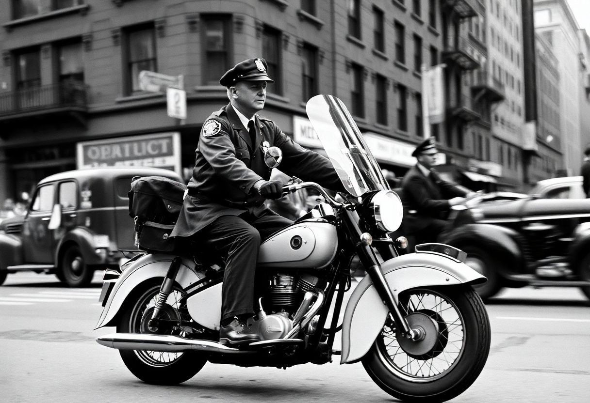 1950s New York Policeman on Motorbike