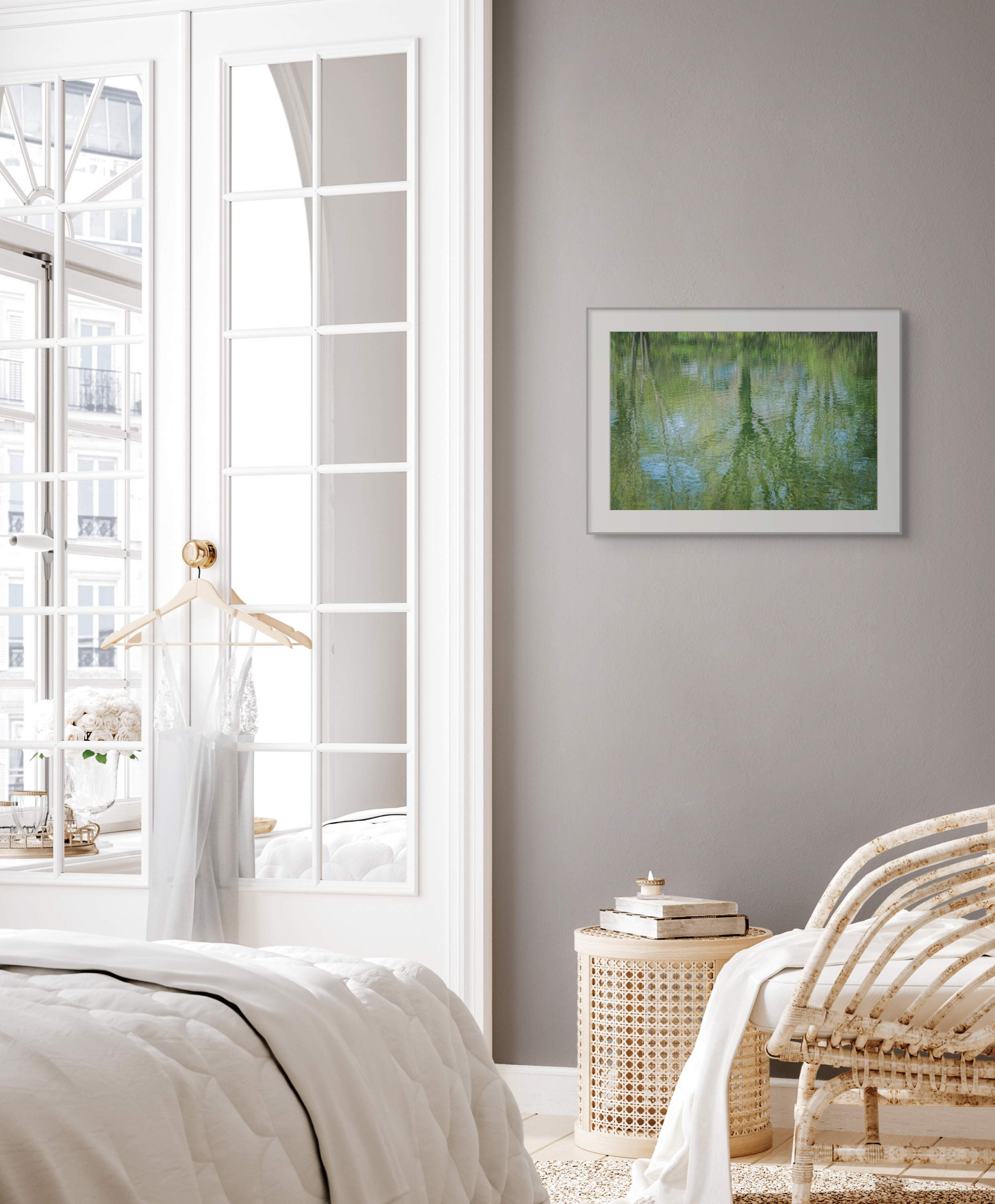 Springtime Tree Reflections in Water, Nature Photograph