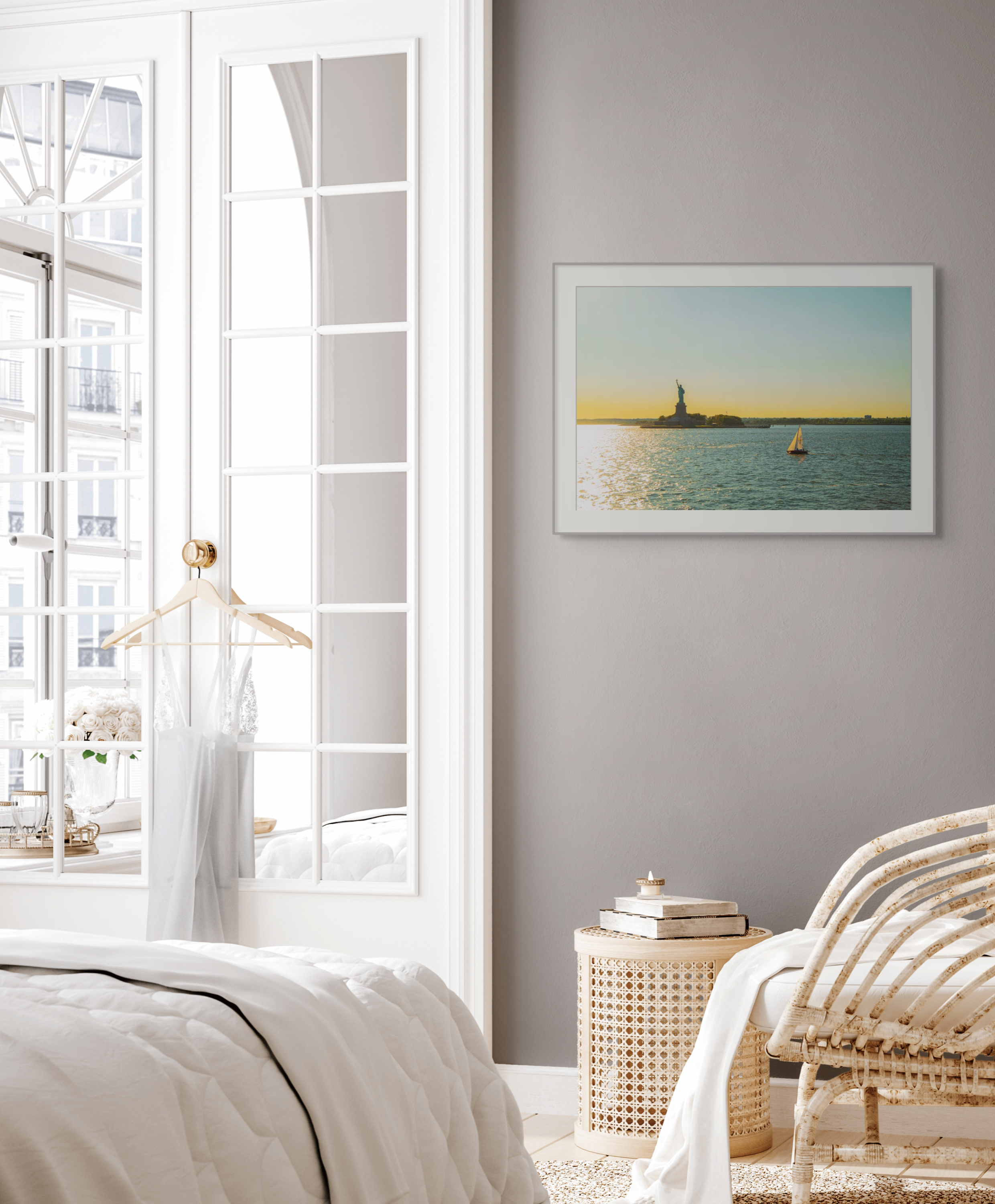 Statue of Liberty and Sailboat at Sunset, New York City Photograph