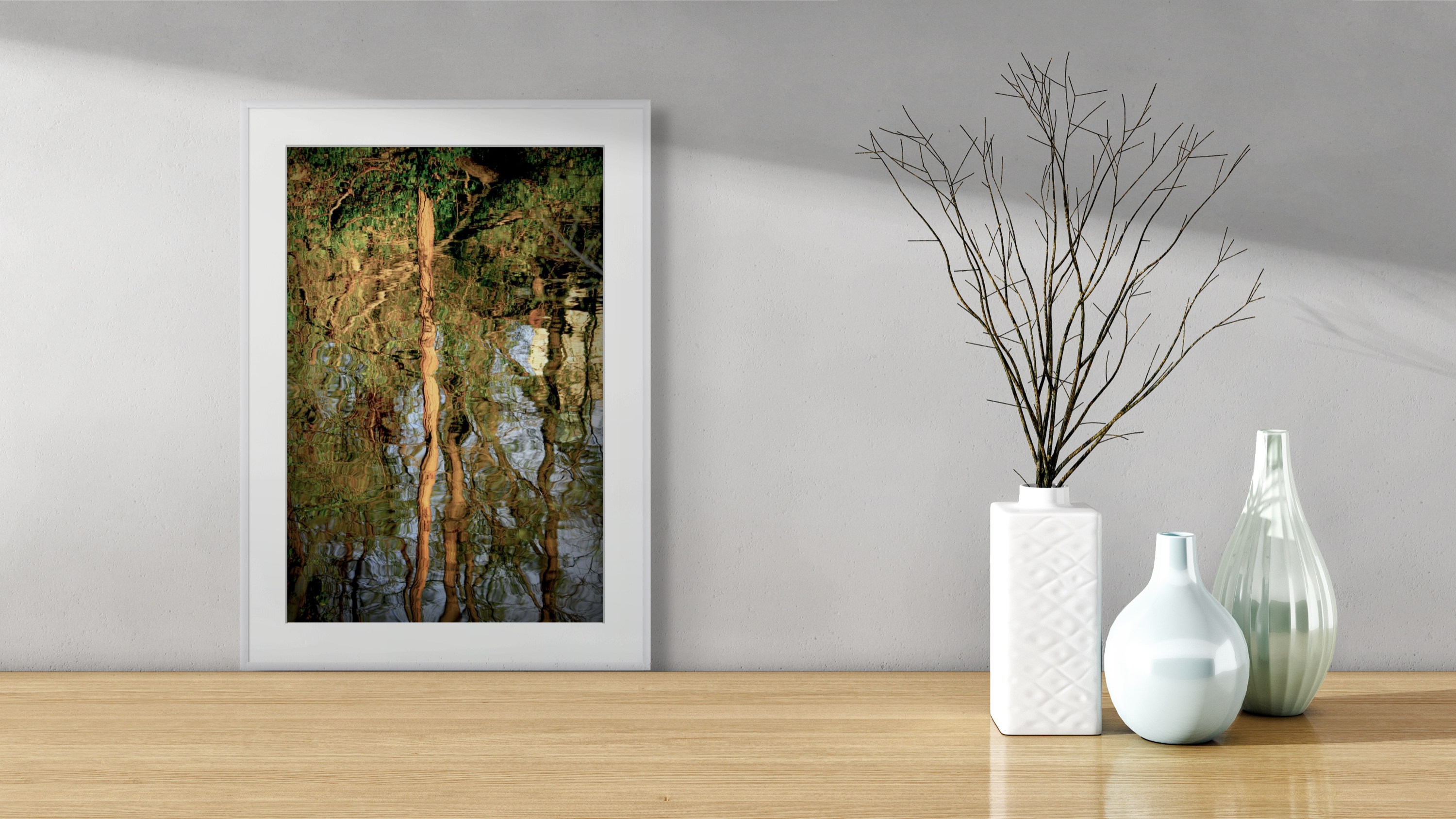 Sunset Tree Reflections in Water, Nature Photograph