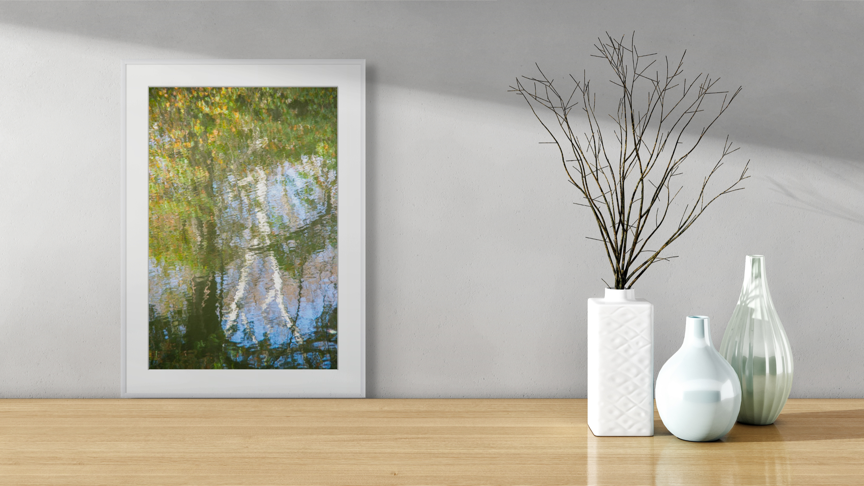 NN Different Writing (This is already in another listing)   Tree Reflection in Water, Nature Photograph