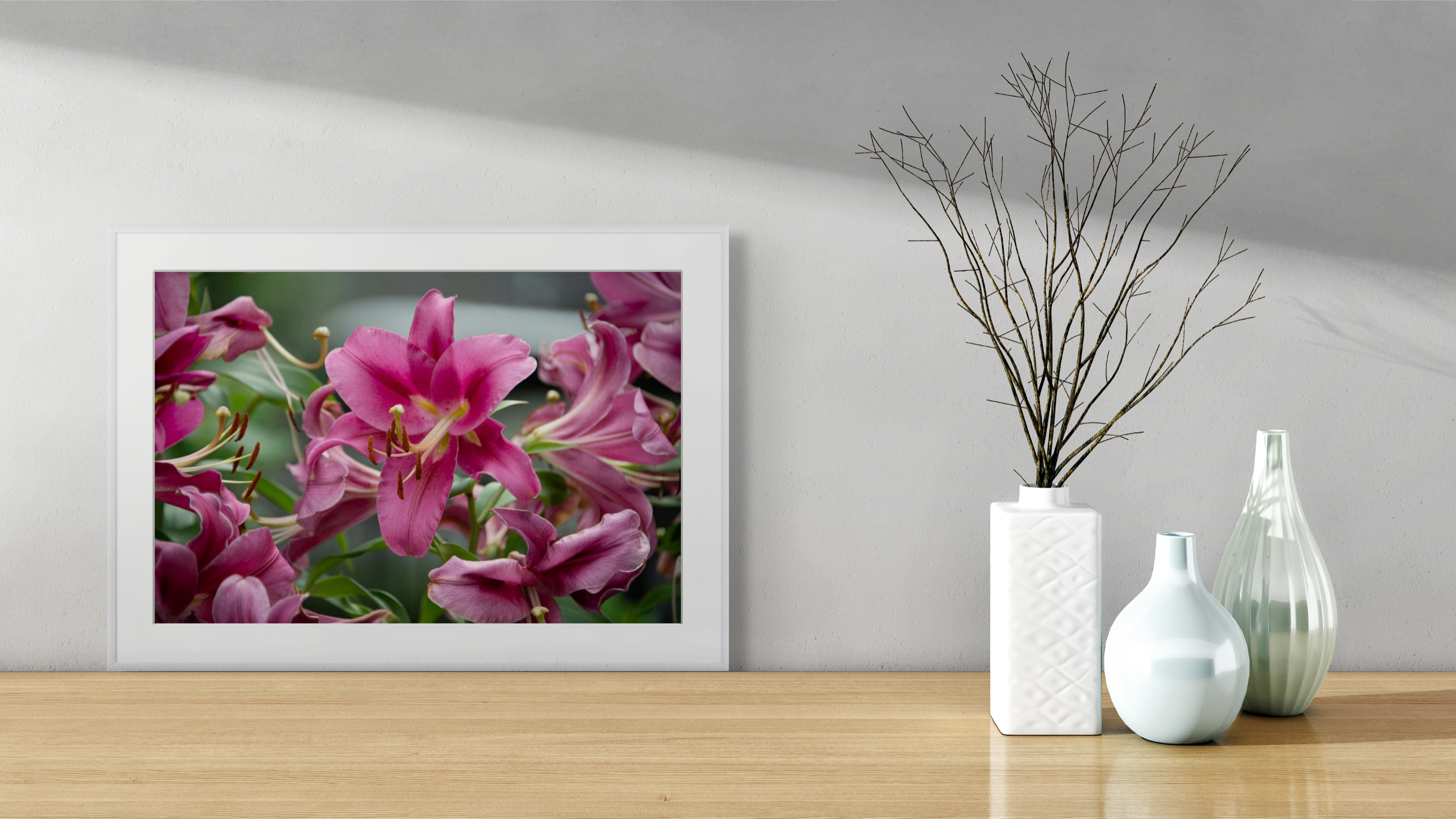 NN better writing  Magenta Lilies, Flower Photograph