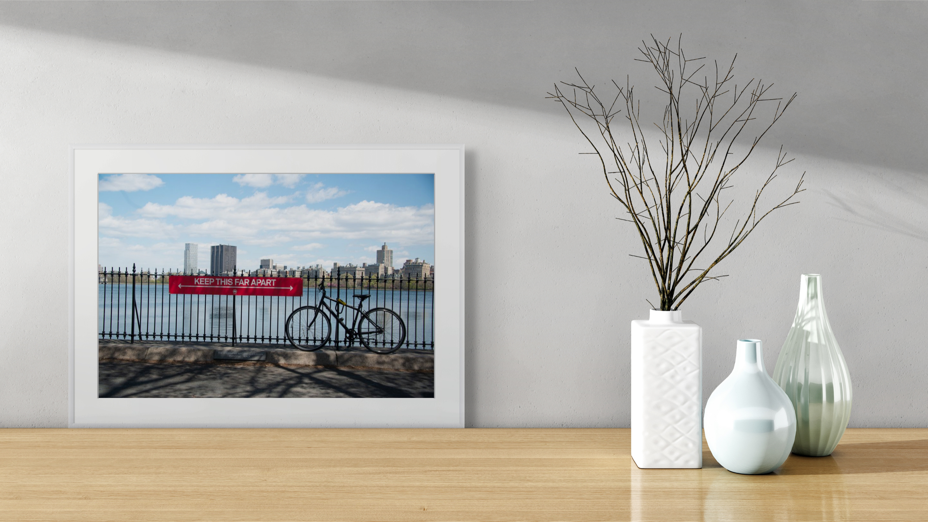 NN better writing. Social Distancing, Central Park Reservoir, New York City Photograph