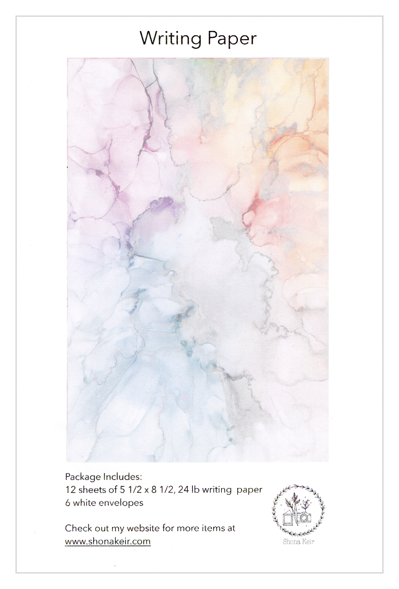 Alcohol Ink Writing Paper Set - Painting #12