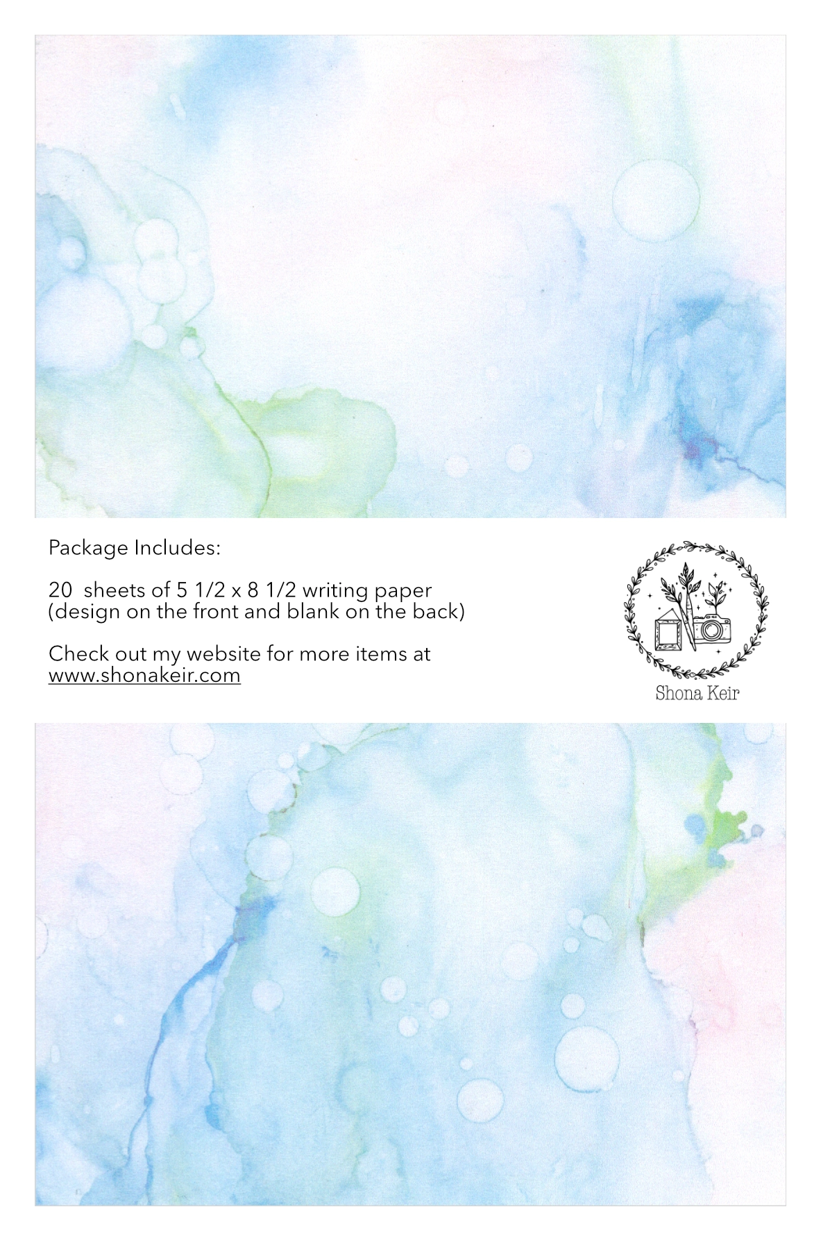 Alcohol Ink Writing Paper - Painting #26 (20 pack of sheets)
