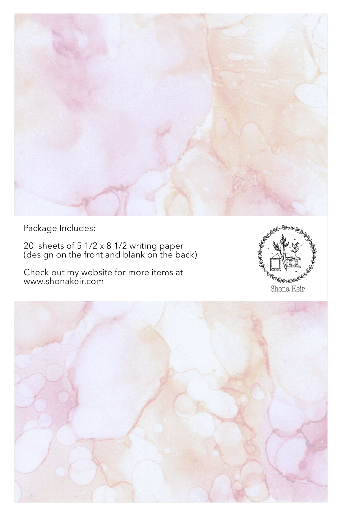 Alcohol Ink Writing Paper - Painting #3.1 (20 pack of sheets)