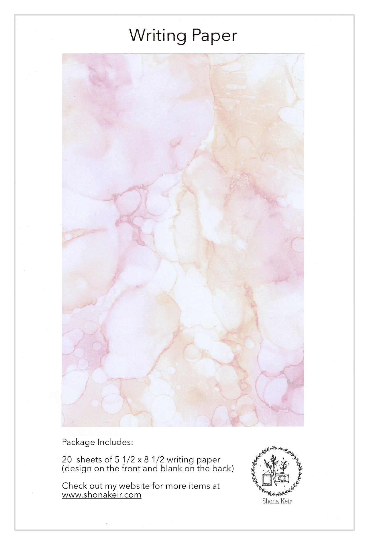 Alcohol Ink Writing Paper - Painting #3.1 (20 pack of sheets)